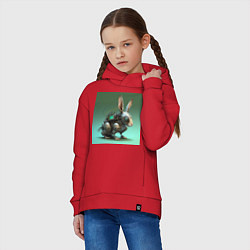 Толстовка оверсайз детская Робот-заяц, цвет: красный — фото 2