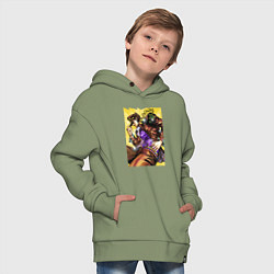 Толстовка оверсайз детская Джотаро Куджо - JoJo Bizarre Adventure, цвет: авокадо — фото 2