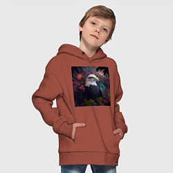 Толстовка оверсайз детская Цветущий орел, цвет: кирпичный — фото 2