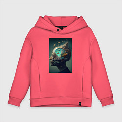 Толстовка оверсайз детская Мысли о море, цвет: коралловый