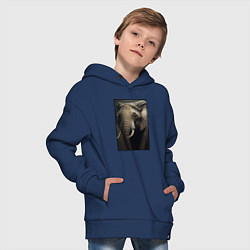Толстовка оверсайз детская Портрет слона, цвет: тёмно-синий — фото 2
