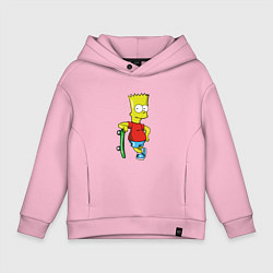 Толстовка оверсайз детская Барт и скейт, цвет: светло-розовый