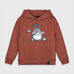 Толстовка оверсайз детская Тоторо с зонтиком, цвет: кирпичный