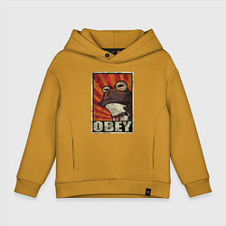 Толстовка оверсайз детская Obey frog, цвет: горчичный