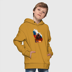 Толстовка оверсайз детская Злой русский медведь, цвет: горчичный — фото 2