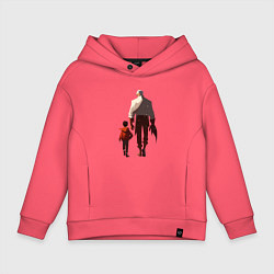 Толстовка оверсайз детская Седой отец и молодой сын, цвет: коралловый