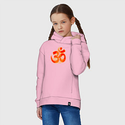 Толстовка оверсайз детская Символ ОМ с девушкой в позе медитации, цвет: светло-розовый — фото 2