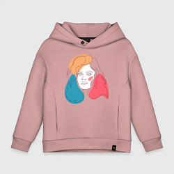 Толстовка оверсайз детская Линейный портрет девушки в стиле минимализм, цвет: пыльно-розовый