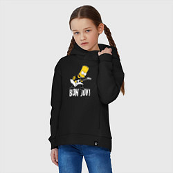 Толстовка оверсайз детская Bon Jovi Барт Симпсон рокер, цвет: черный — фото 2