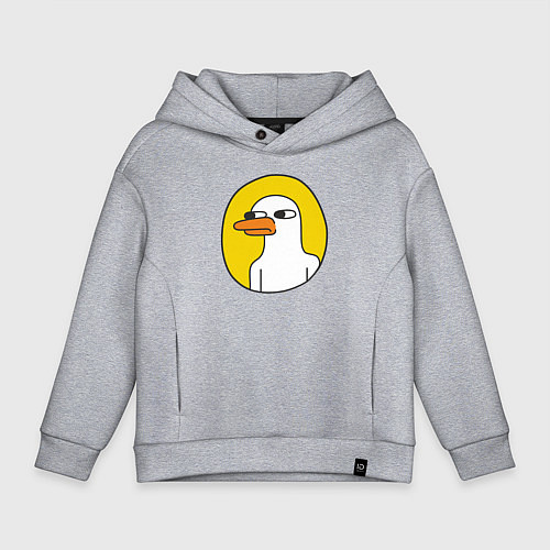 Детское худи оверсайз Серьезный гусь / Меланж – фото 1