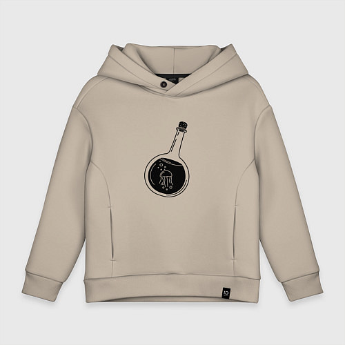 Детское худи оверсайз Медуза в бутылке / Миндальный – фото 1