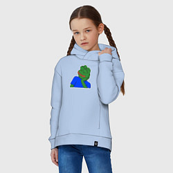 Толстовка оверсайз детская Лягушонок Пепе замечтался, цвет: мягкое небо — фото 2