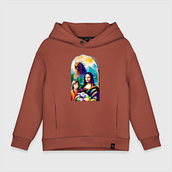 Толстовка оверсайз детская Gioconda with her daughter and a dragon, цвет: кирпичный