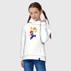 Толстовка оверсайз детская Марио сбивает монетки, цвет: белый — фото 2