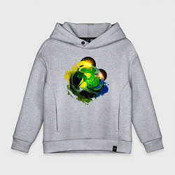 Толстовка оверсайз детская Футбольный мяч в красках акварели, цвет: меланж