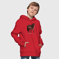 Толстовка оверсайз детская Австралийская пастушья лошадь, цвет: красный — фото 2