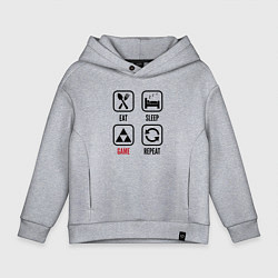 Толстовка оверсайз детская Eat - sleep - Zelda - repeat, цвет: меланж