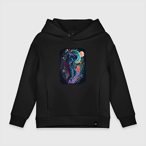 Детское худи оверсайз В поисках новых миров / Черный – фото 1