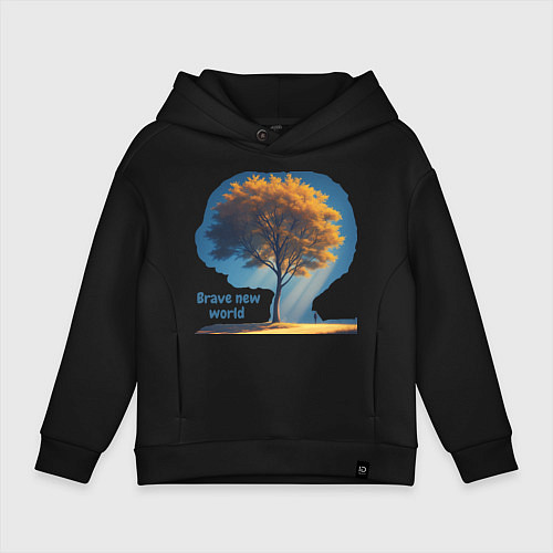 Детское худи оверсайз Дивный новый мир / Черный – фото 1
