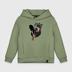 Толстовка оверсайз детская Buddha with ice cream, цвет: авокадо