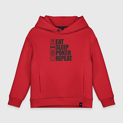 Толстовка оверсайз детская Eat, sleep, poker, repeat, цвет: красный