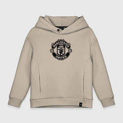 Толстовка оверсайз детская Manchester United black, цвет: миндальный