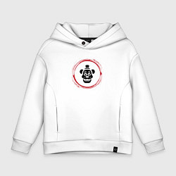 Толстовка оверсайз детская Символ FNAF и красная краска вокруг, цвет: белый