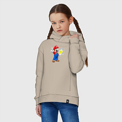 Толстовка оверсайз детская Марио держит звезду, цвет: миндальный — фото 2