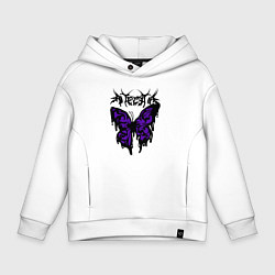 Толстовка оверсайз детская Gothic black butterfly, цвет: белый