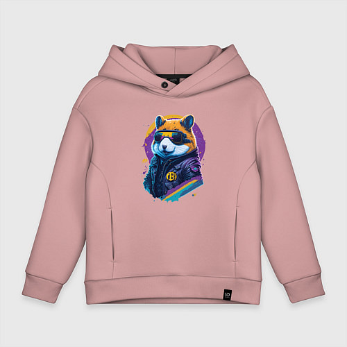 Детское худи оверсайз Крипто хомяк / Пыльно-розовый – фото 1