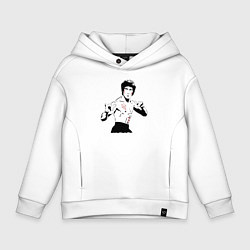 Толстовка оверсайз детская Брюс Ли в крови, цвет: белый