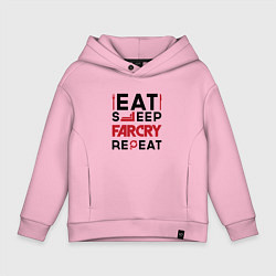 Толстовка оверсайз детская Надпись: eat sleep Far Cry repeat, цвет: светло-розовый