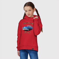 Толстовка оверсайз детская Классический автомобиль Classic american car Buick, цвет: красный — фото 2
