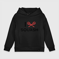 Толстовка оверсайз детская I Love Squash, цвет: черный