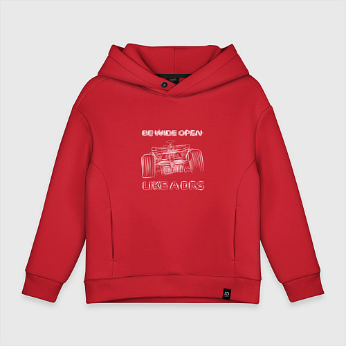 Детское худи оверсайз Be wide open white / Красный – фото 1
