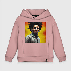 Толстовка оверсайз детская Граффити Арт в оранжевых тонах Боб Марли, цвет: пыльно-розовый