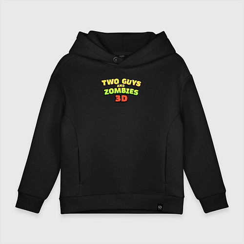 Детское худи оверсайз Two Guys & Zombies 3D - Логотип / Черный – фото 1