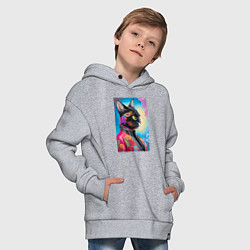 Толстовка оверсайз детская Кисуля в модной куртке - нейросеть, цвет: меланж — фото 2