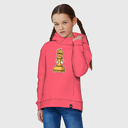 Толстовка оверсайз детская Шахматная пешка InChess, цвет: коралловый — фото 2