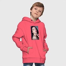 Толстовка оверсайз детская Kim Jisoo, цвет: коралловый — фото 2