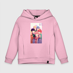 Толстовка оверсайз детская Kpop BTS art, цвет: светло-розовый