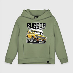 Толстовка оверсайз детская Russia tuning car, цвет: авокадо