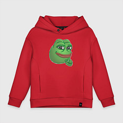 Толстовка оверсайз детская Лягушонок Пепе не доволен тобой, цвет: красный