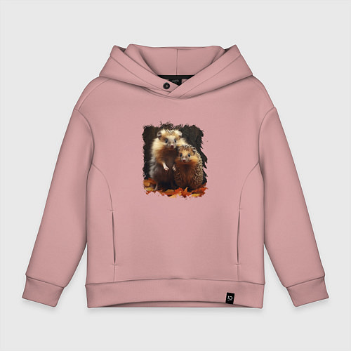 Детское худи оверсайз Милые ёжики / Пыльно-розовый – фото 1