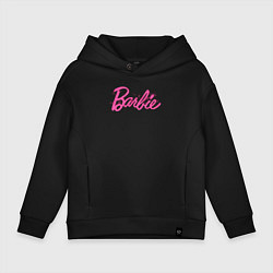 Толстовка оверсайз детская Блестящий логотип Барби, цвет: черный