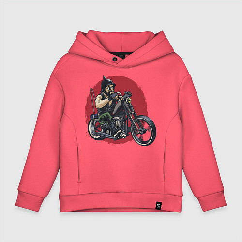 Детское худи оверсайз Biker red sun / Коралловый – фото 1