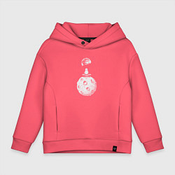 Толстовка оверсайз детская Moon spaceman, цвет: коралловый