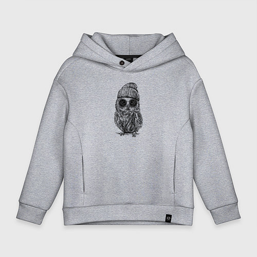 Детское худи оверсайз Сова на стиле / Меланж – фото 1