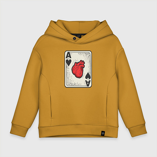 Детское худи оверсайз Туз сердца / Горчичный – фото 1