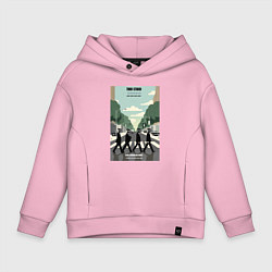 Толстовка оверсайз детская Skibidi toilet Beatles cameramen, цвет: светло-розовый